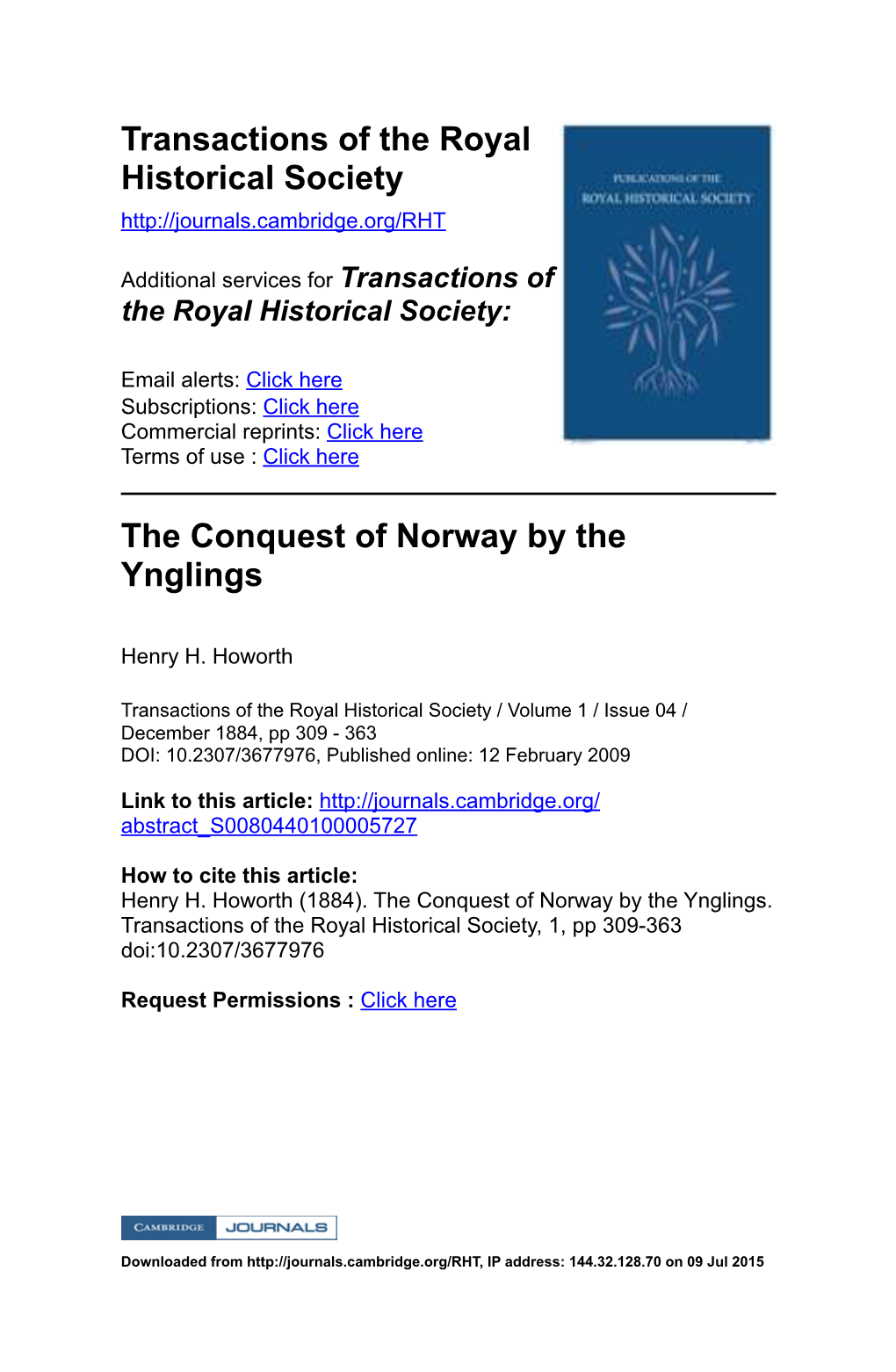 The Conquest of Norway by the Ynglings