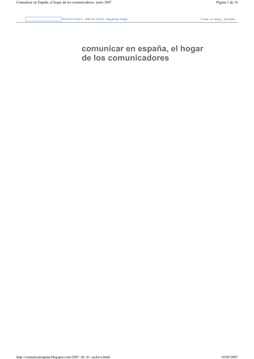 Comunicar En España, El Hogar De Los Comunicadores: Junio 2007 Página 1 De 18