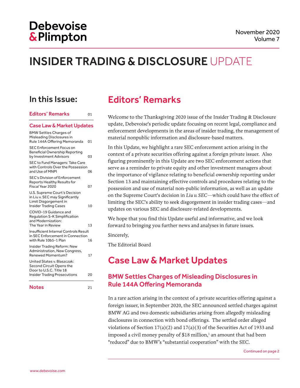 Insider Trading & Disclosureupdate