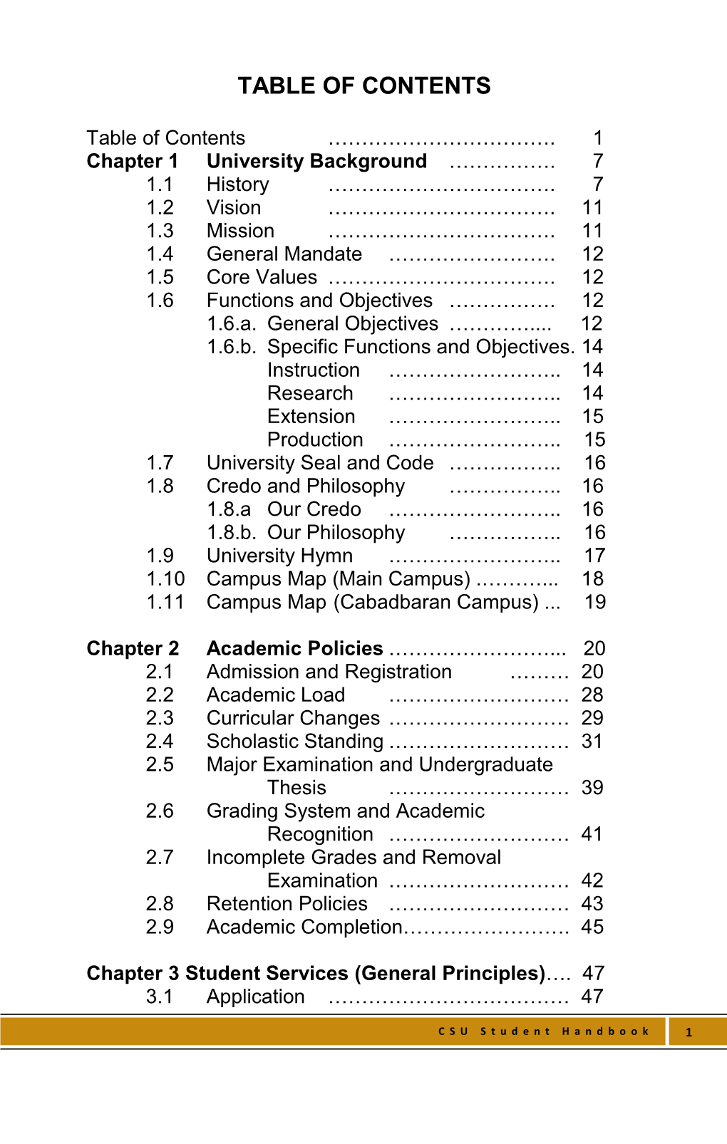 Table of Contents