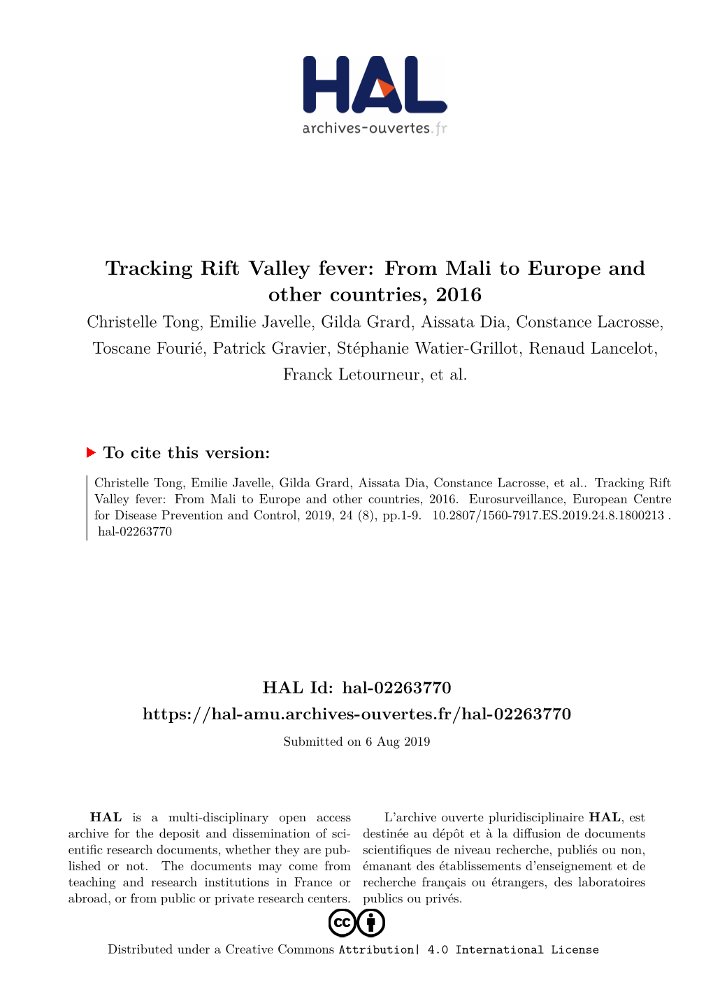 Tracking Rift Valley Fever