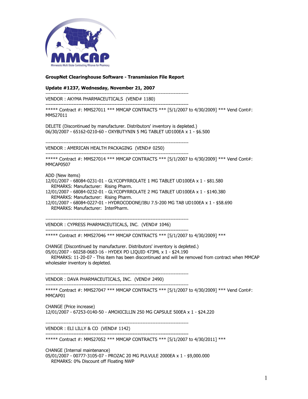 Groupnet Clearinghouse Software - Transmission File Report