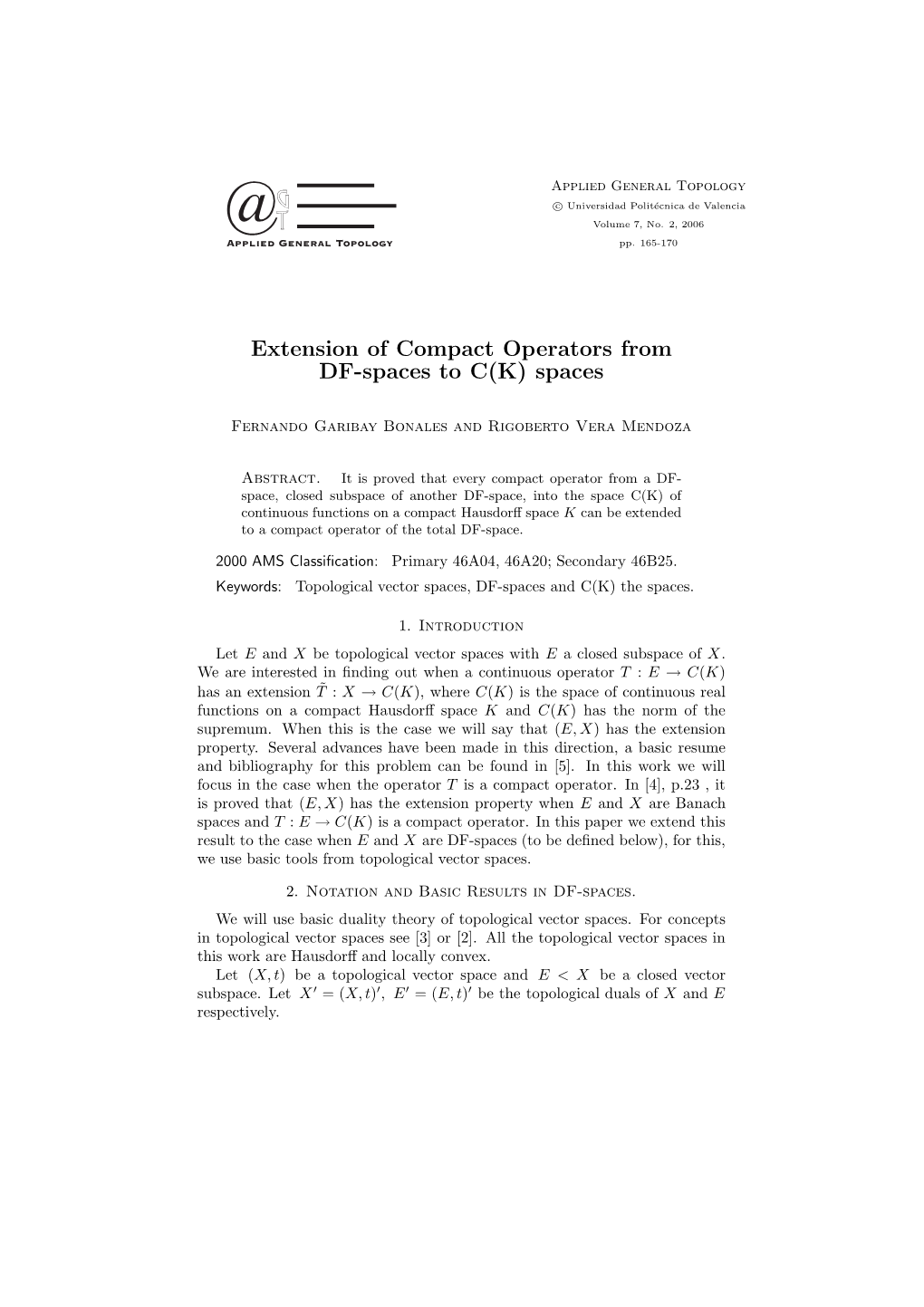 Extension of Compact Operators from DF-Spaces to C(K) Spaces