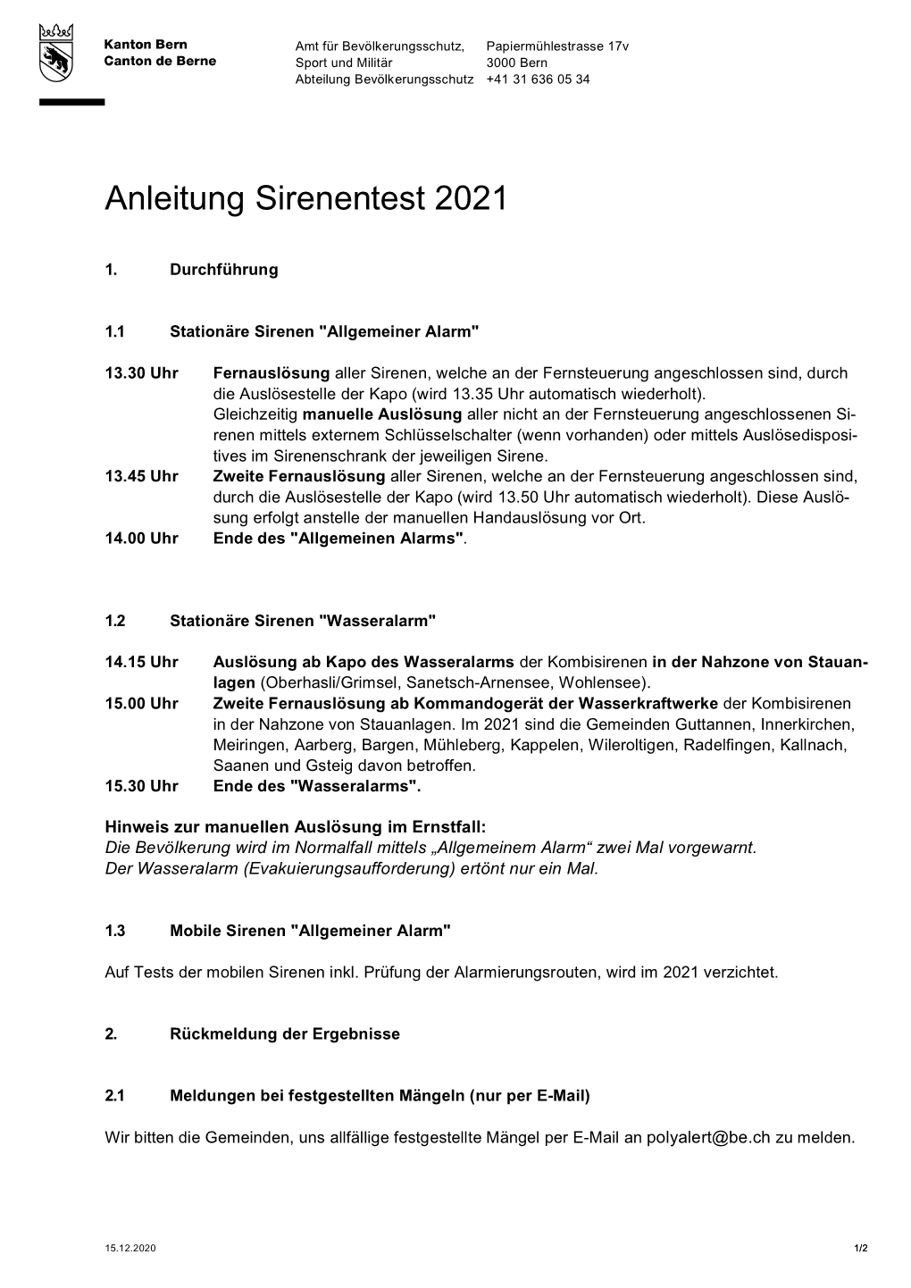 Anleitung Sirenentest 2021