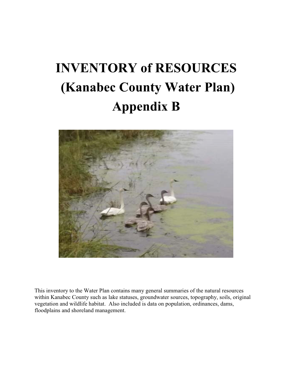 Kanabec County Water Plan) Appendix B