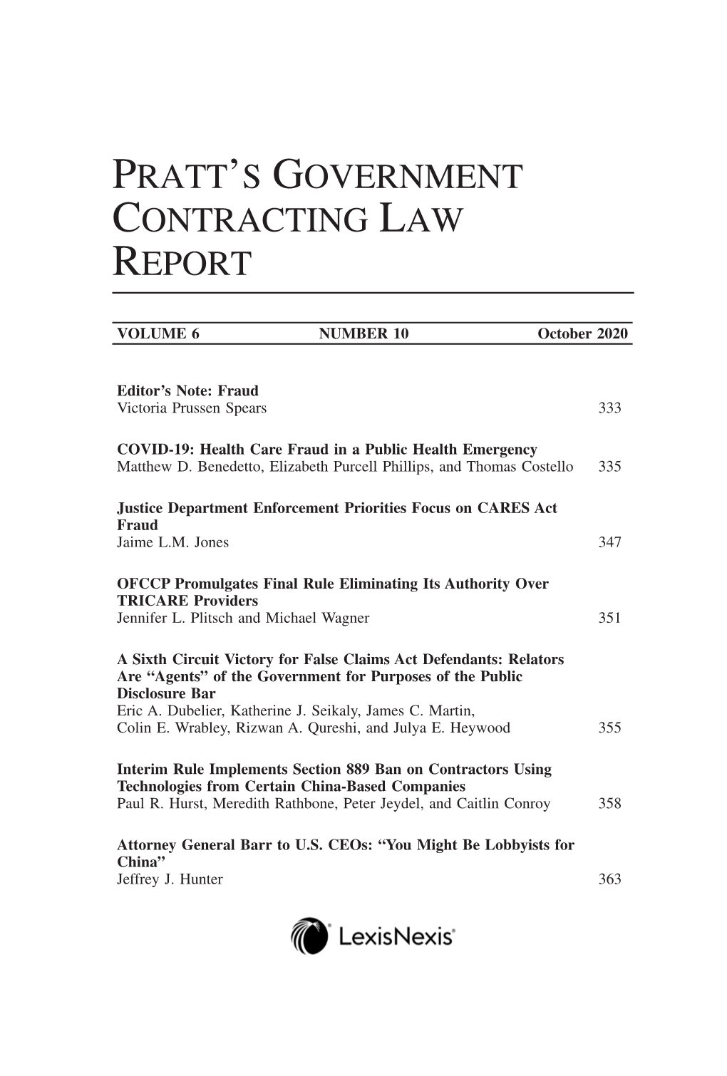 Pratt's Government Contracting Law Report