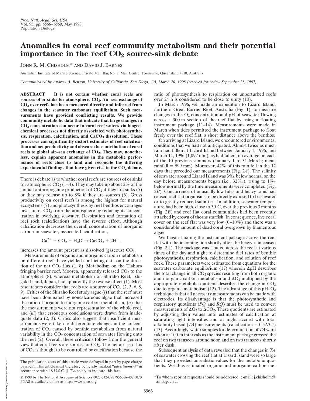 Anomalies in Coral Reef Community Metabolism and Their Potential Importance in the Reef CO2 Source-Sink Debate