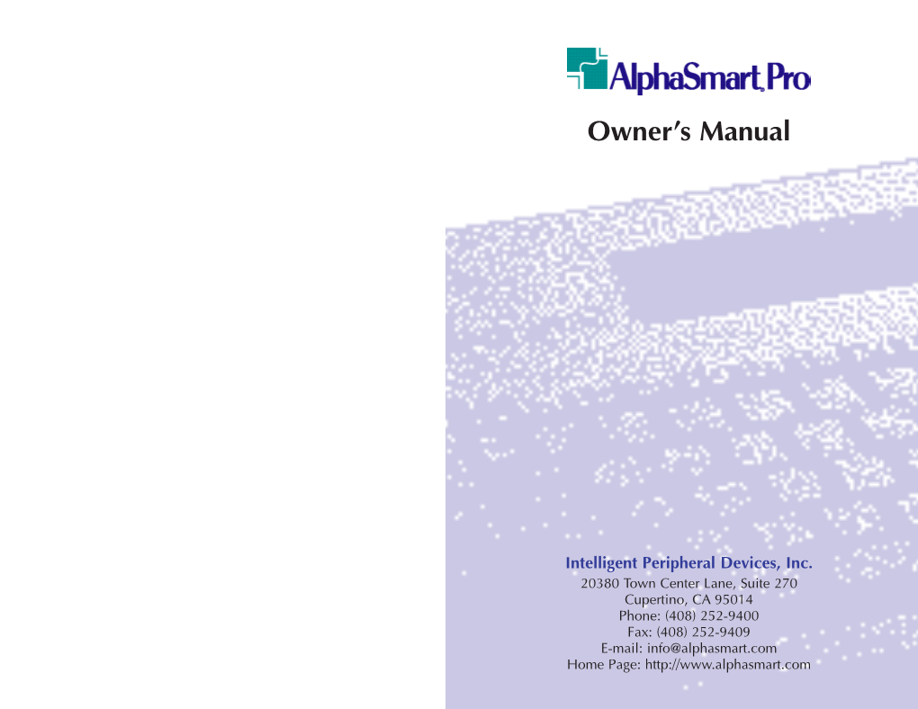 Alphasmart Pro Manual 4/97