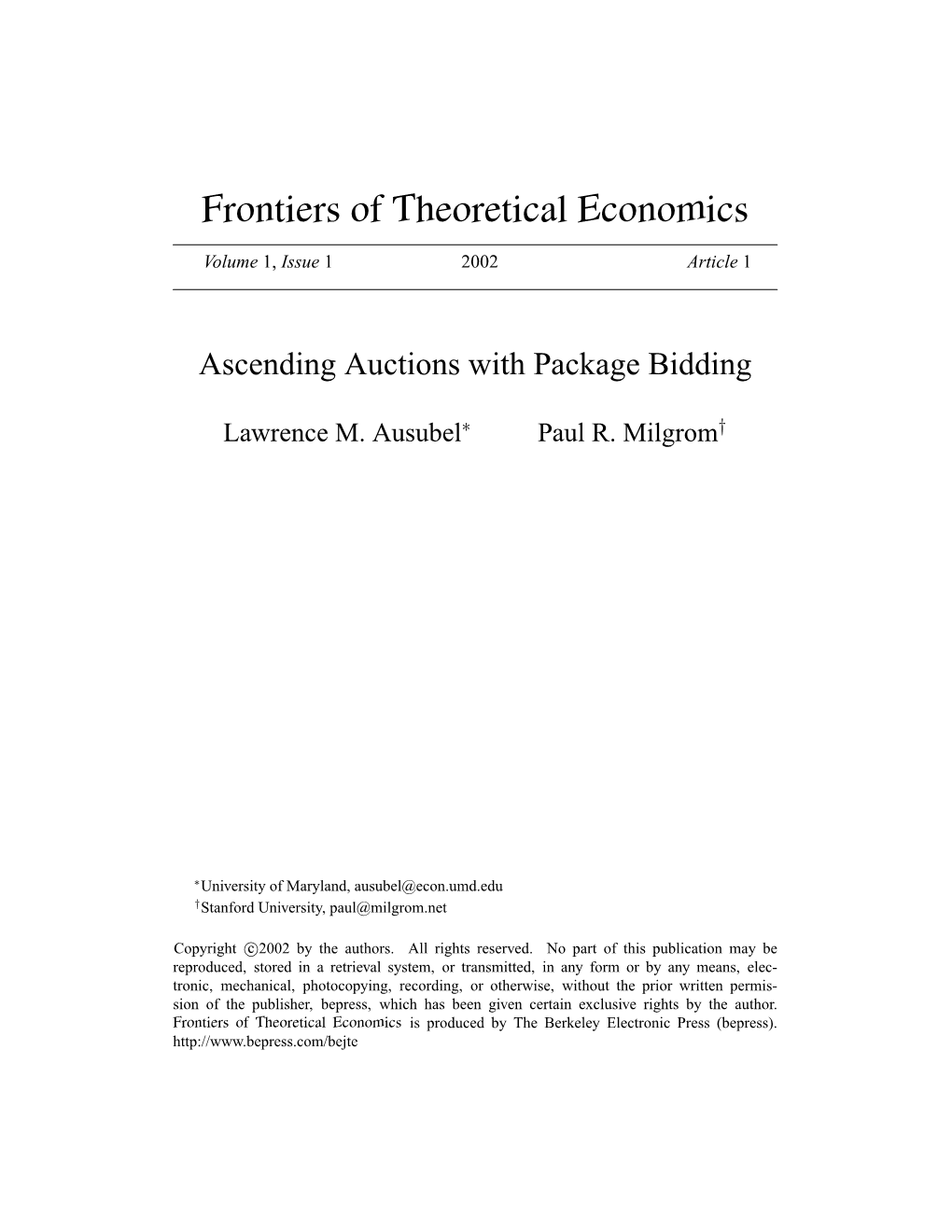 Ascending Auctions with Package Bidding