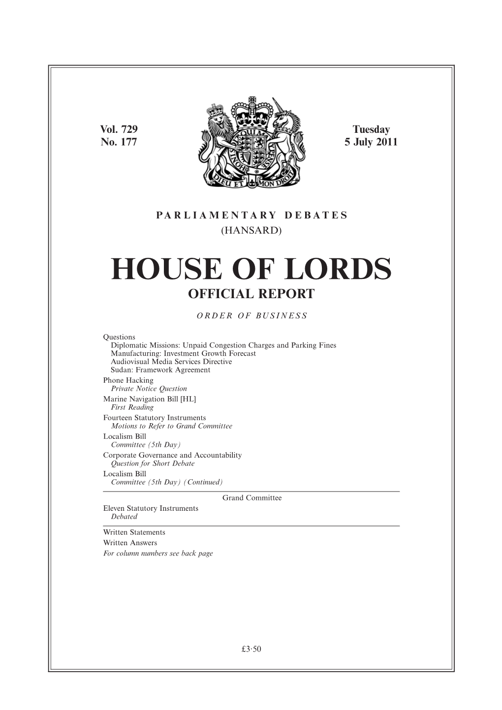 House of Lords Official Report