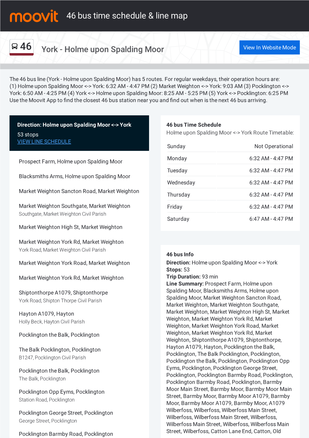 46 Bus Time Schedule & Line Route