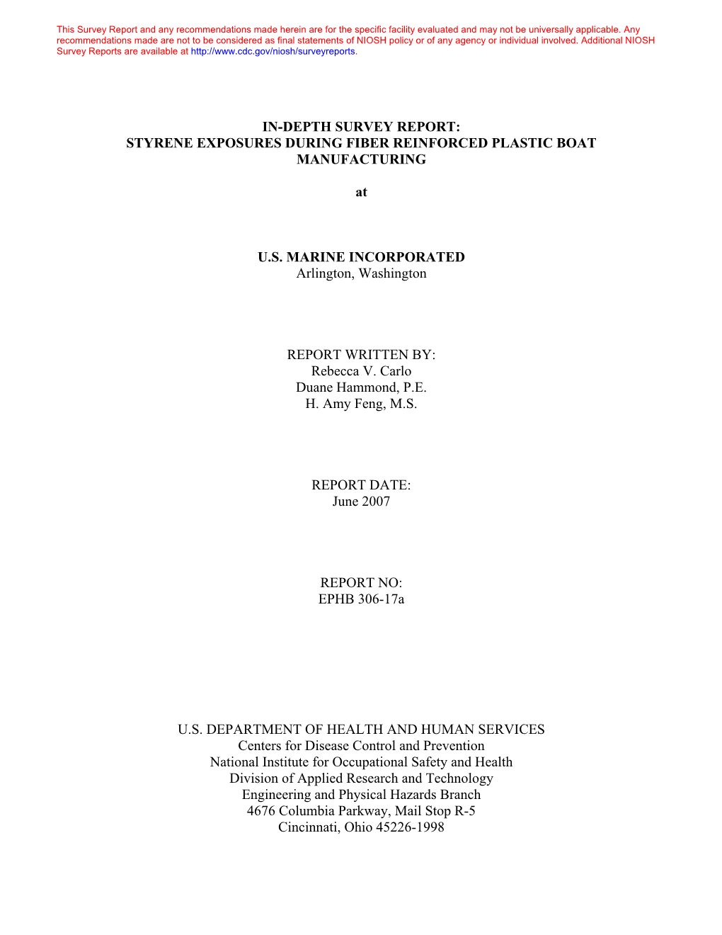 Styrene Exposures During Fiber Reinforced Plastic Boat Manufacturing