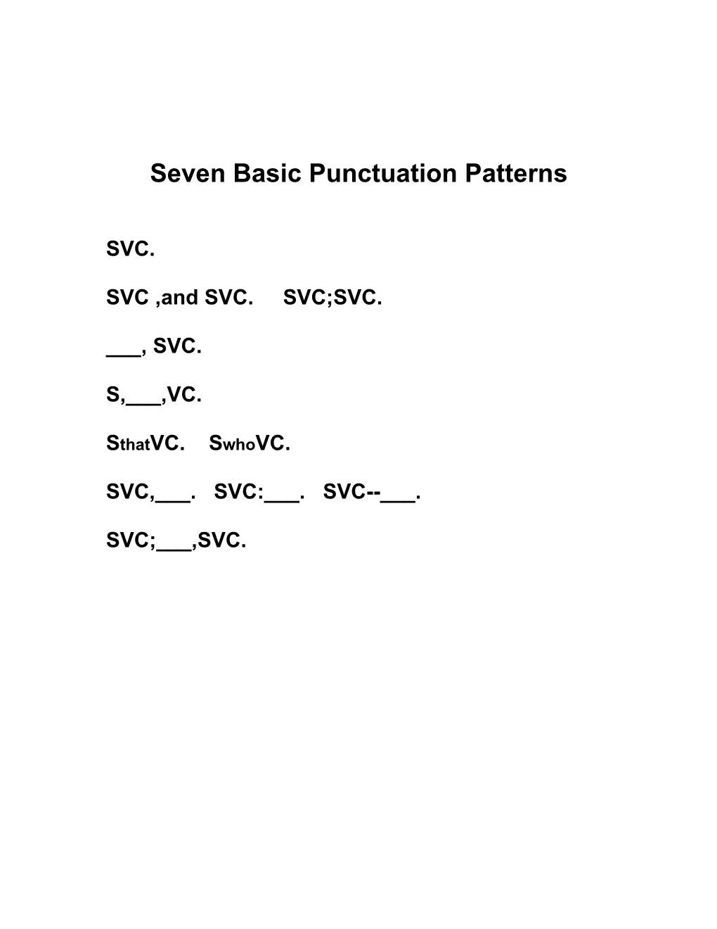 Identifying, Using, And Punctuating Basic Sentence Patterns