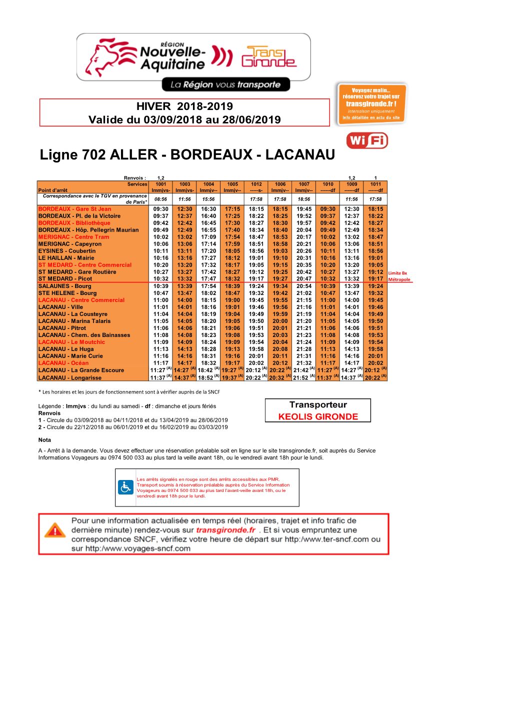 Ligne 702 ALLER - BORDEAUX - LACANAU