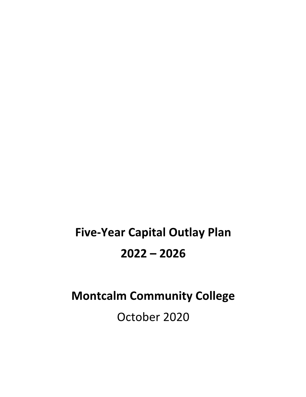 Five-Year Capital Outlay Plan 2020