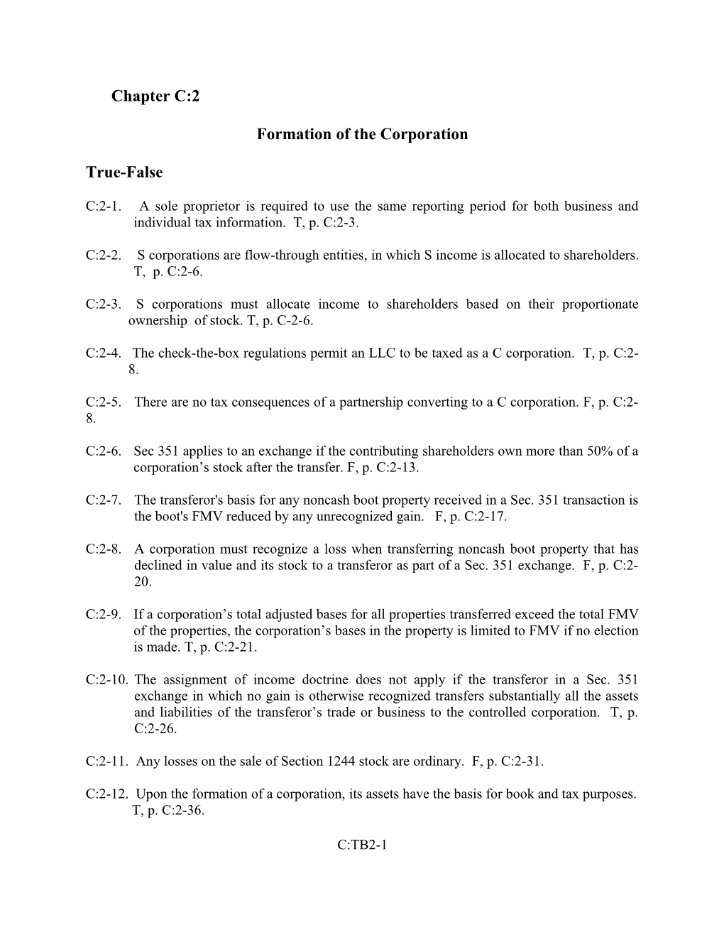 Formation of the Corporation