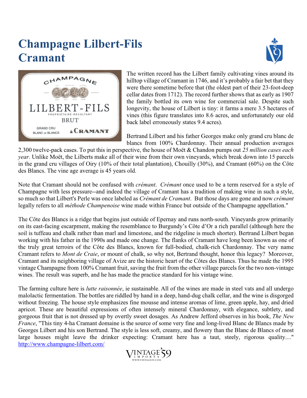 Champagne Lilbert-Fils Cramant