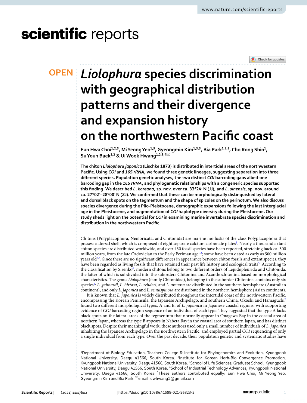 Liolophura Species Discrimination with Geographical Distribution Patterns and Their Divergence and Expansion History on the Nort