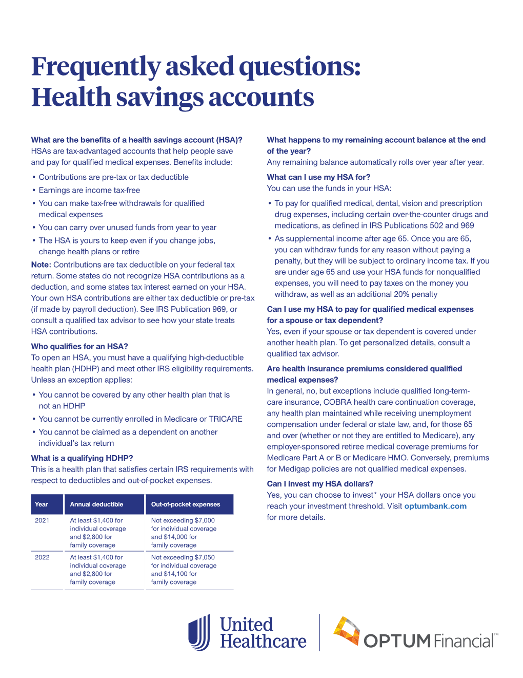 Frequently Asked Questions: Health Savings Accounts