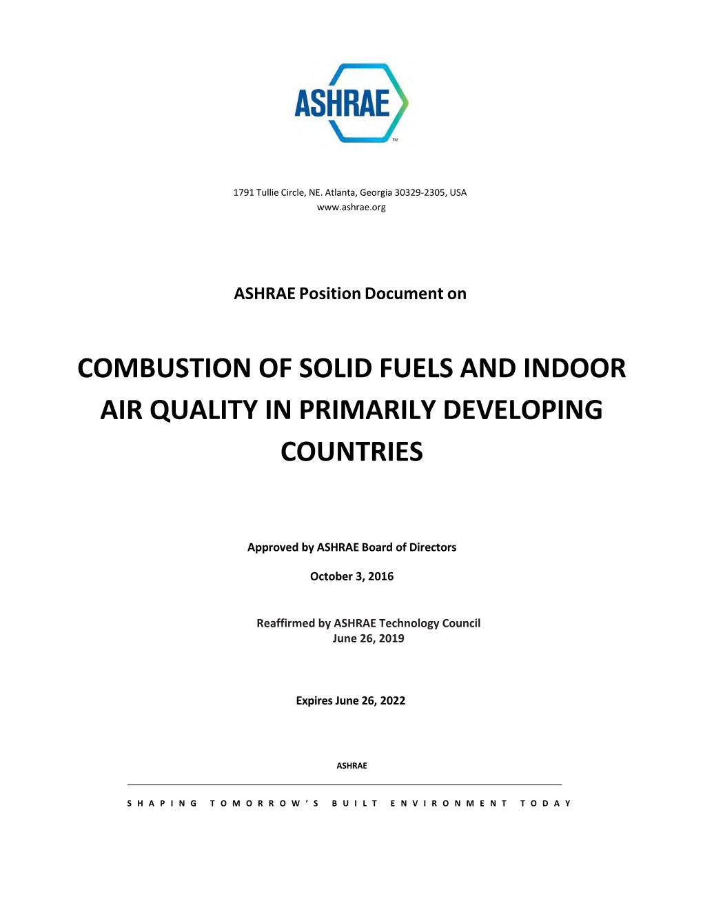 Combustion of Solid Fuels and Indoor Air Quality in Primarily Developing Countries