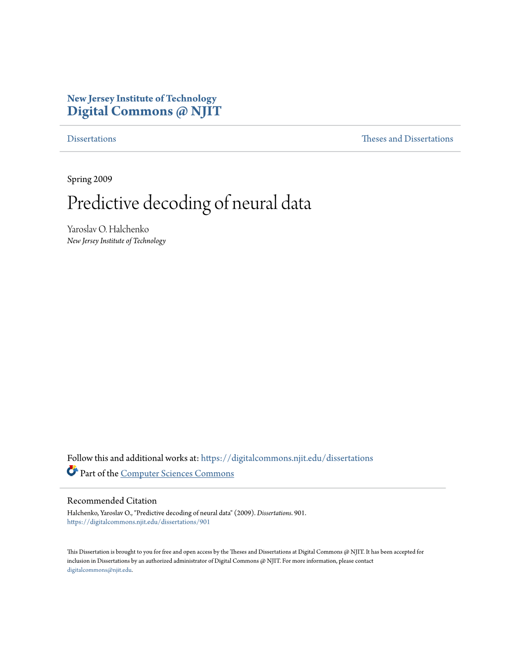 Predictive Decoding of Neural Data Yaroslav O