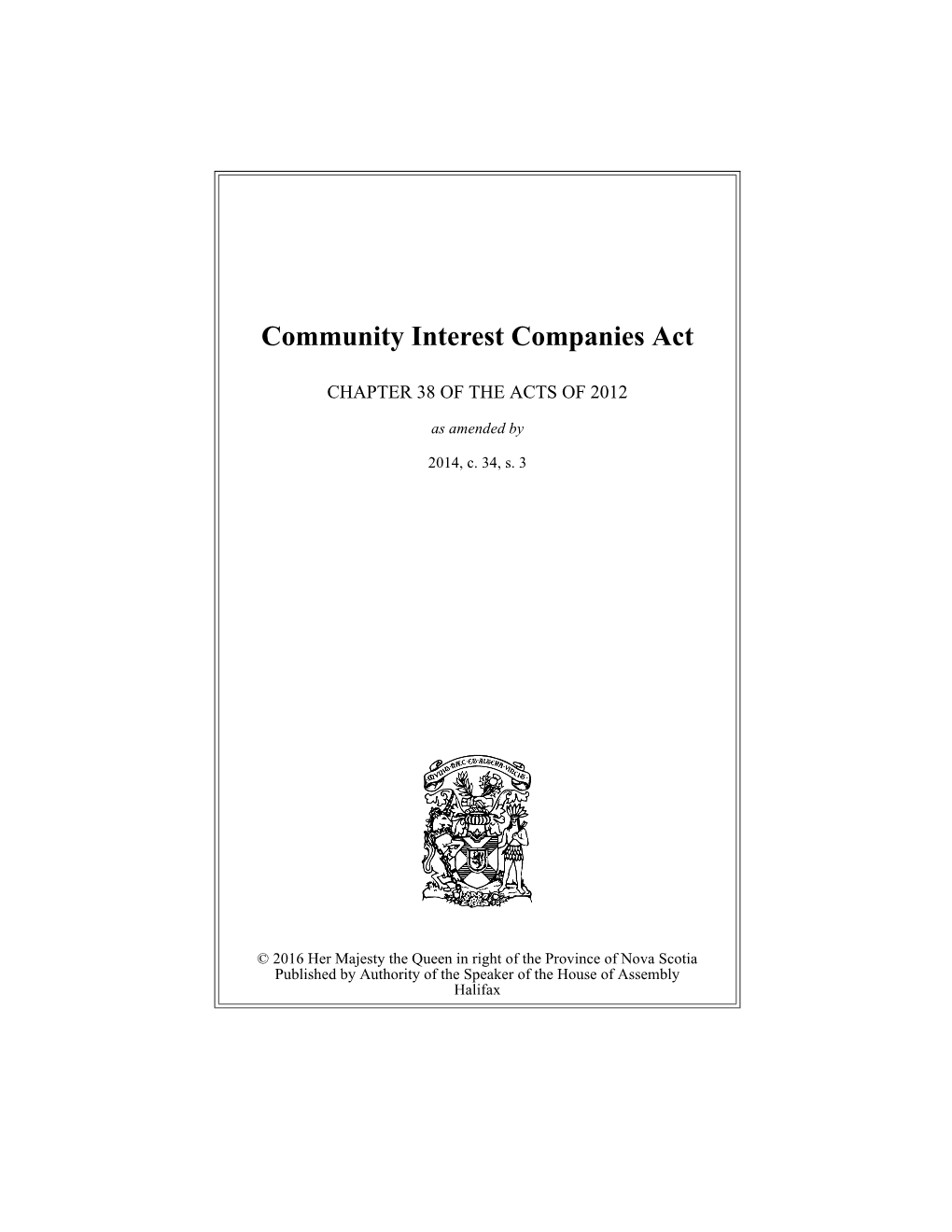 Community Interest Companies Act