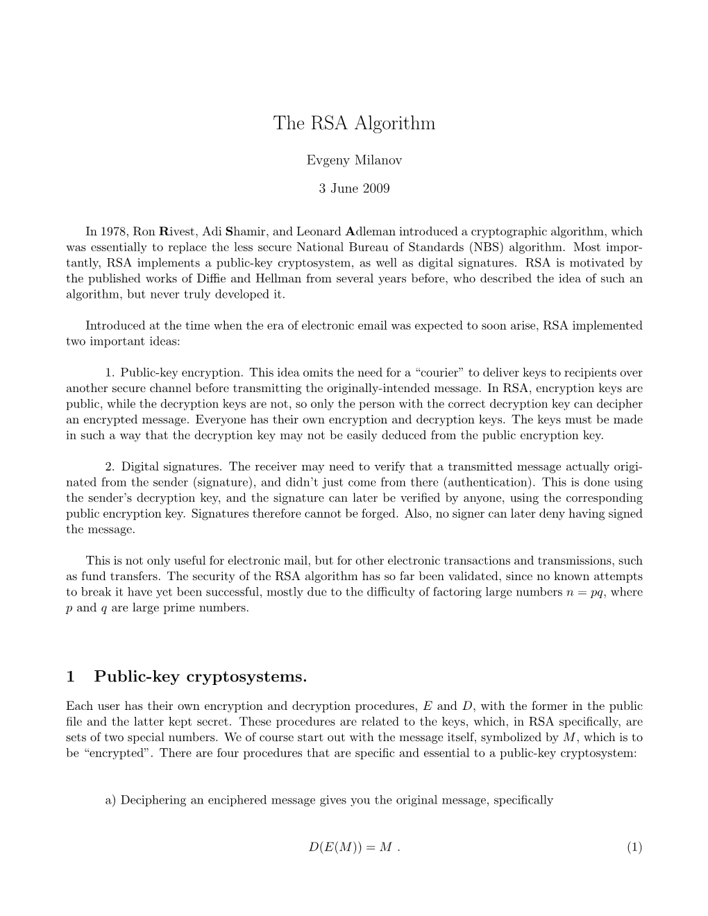 The RSA Algorithm