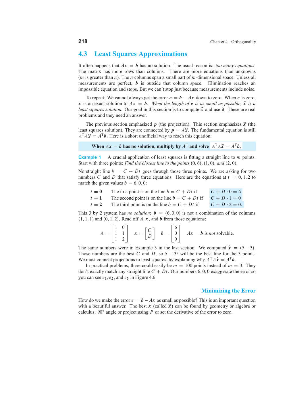 4.3 Least Squares Approximations