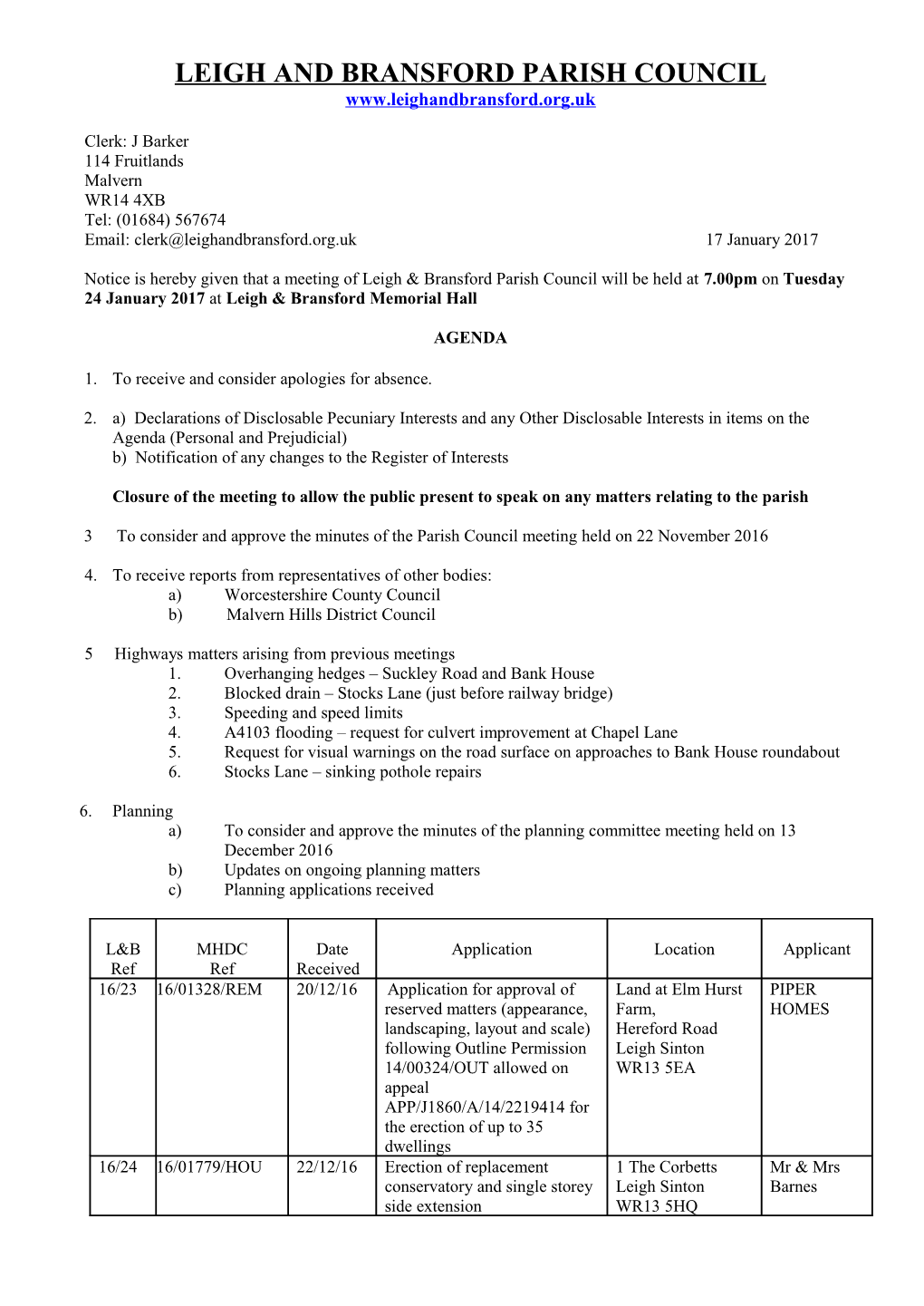 Leigh and Bransford Parish Council s1