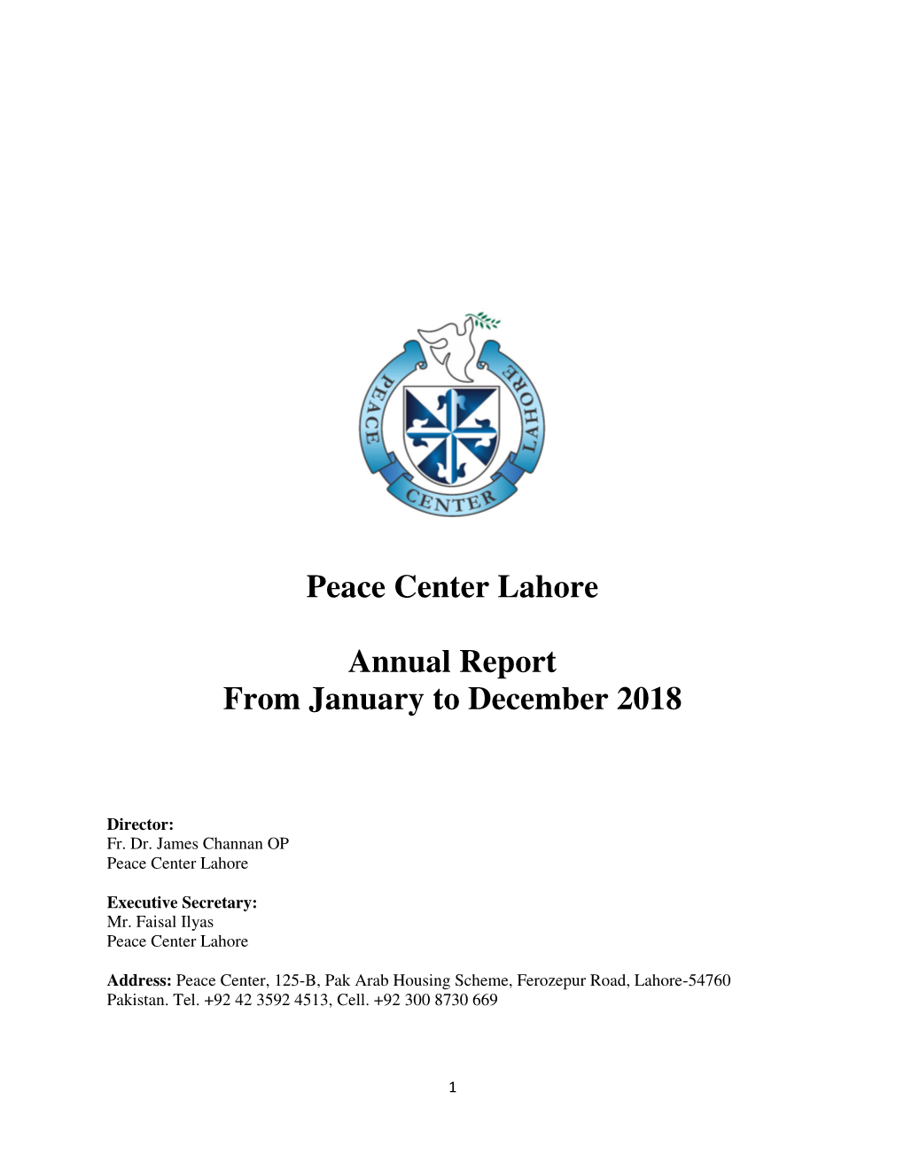 Peace Center Lahore Annual Report from January to December 2018