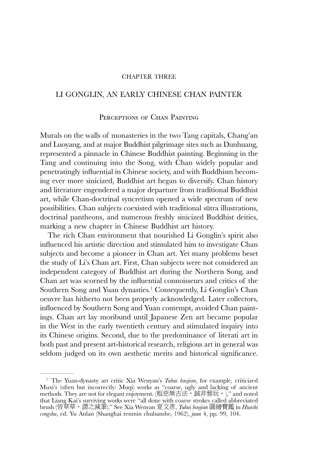 LI GONGLIN, an EARLY CHINESE CHAN PAINTER Perceptions Of