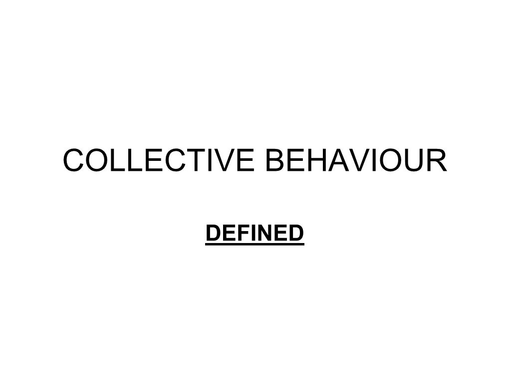 Collective Behaviour