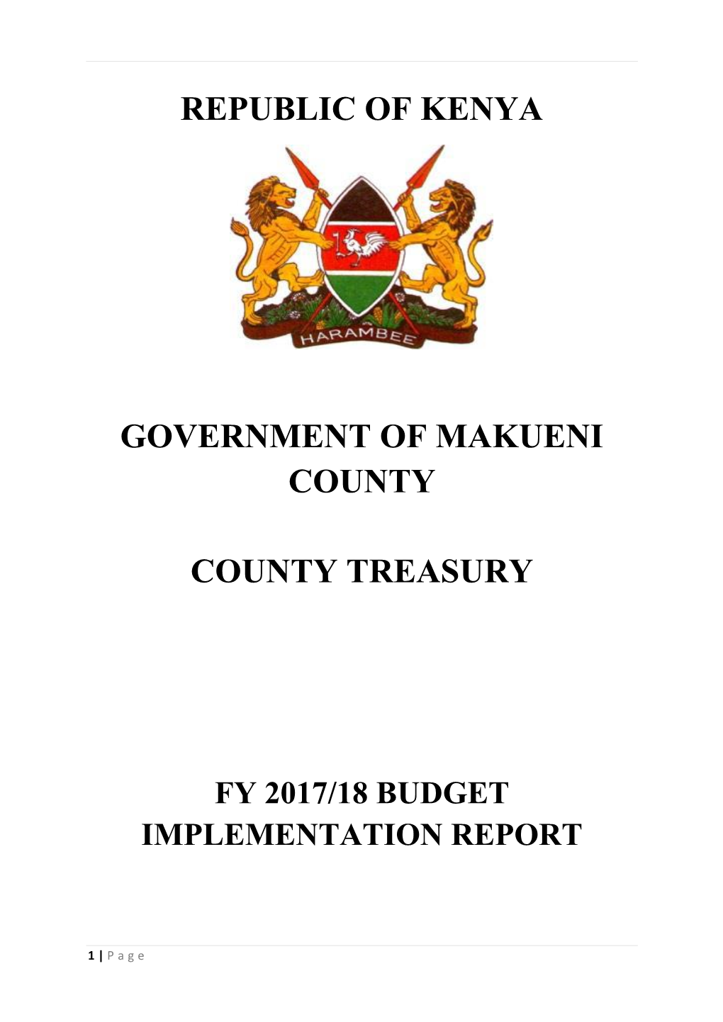 Fy 2017/18 Budget Implementation Report