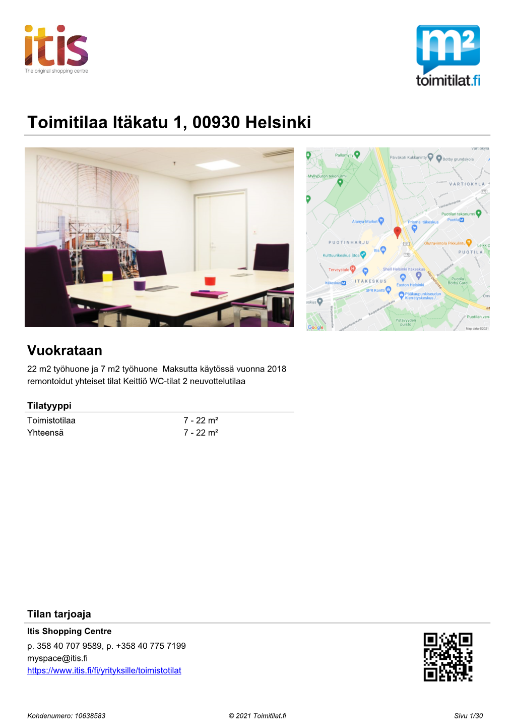 Toimitilat.Fi Esite, 10638583, Itäkatu 1, 00930 Helsinki, Toimistotilaa 7