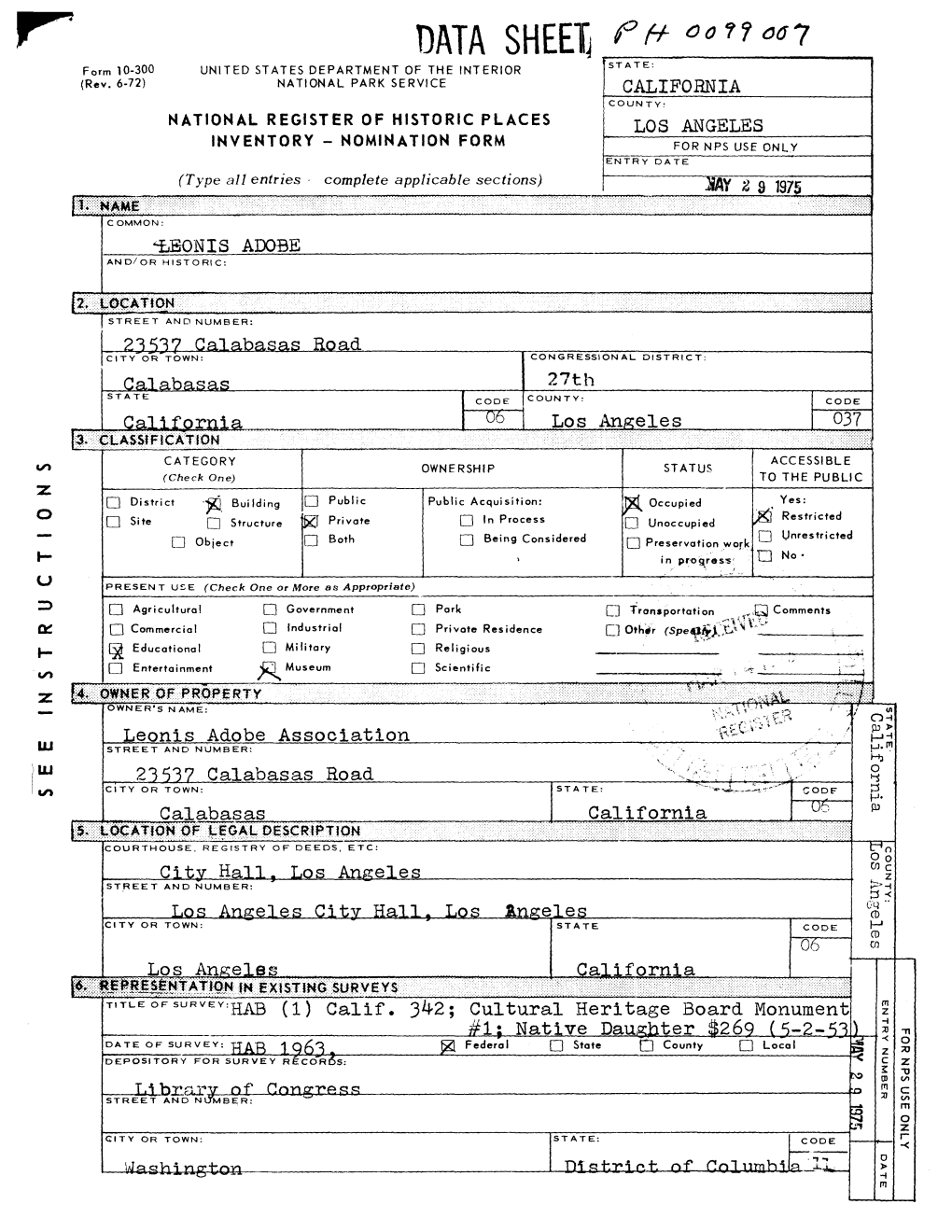 DATA SHEET; En- Form 10-300 UNITED STATES DEPARTMENT of the INTERIOR STA 