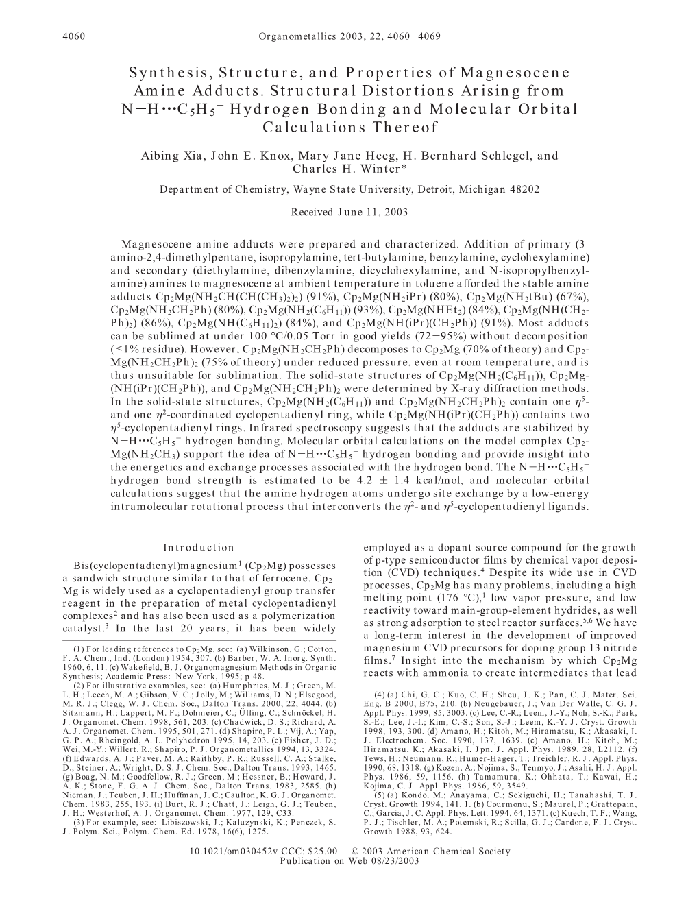 Synthesis, Structure, and Properties of Magnesocene Amine Adducts