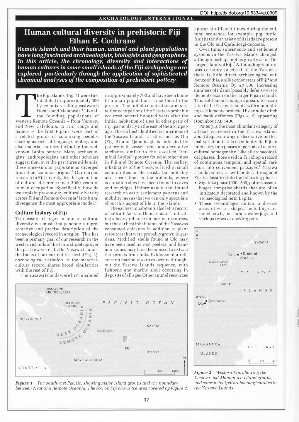 Human Cultural Diversity in Prehistoric Fiji Ethan E. Cochrane