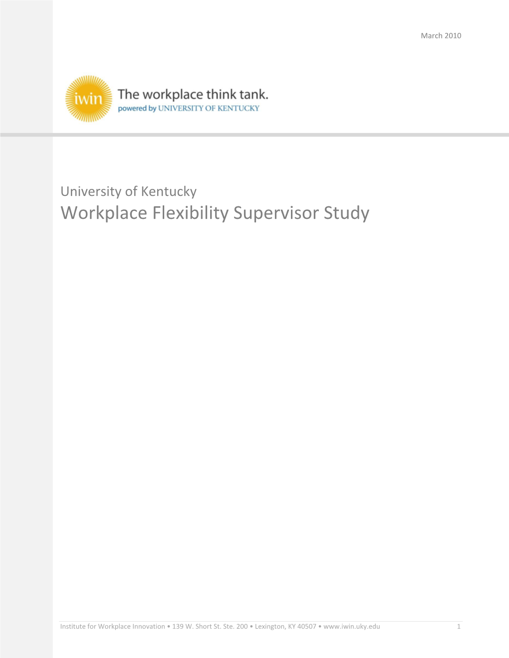 Workplace Flexibility Supervisor Study