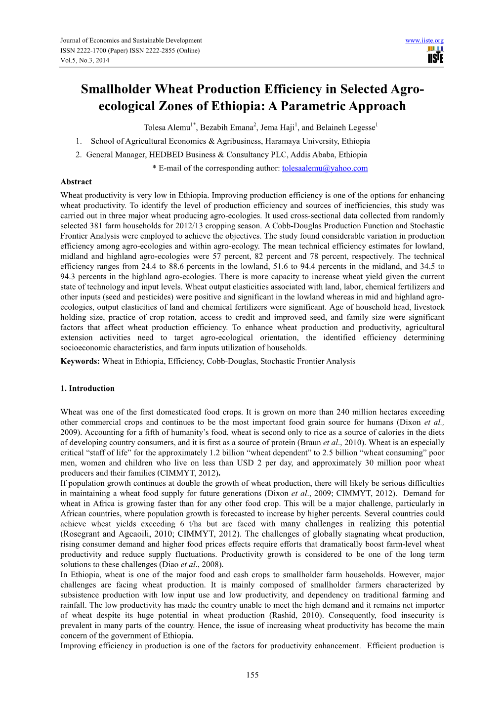 Ecological Zones of Ethiopia: a Parametric Approach