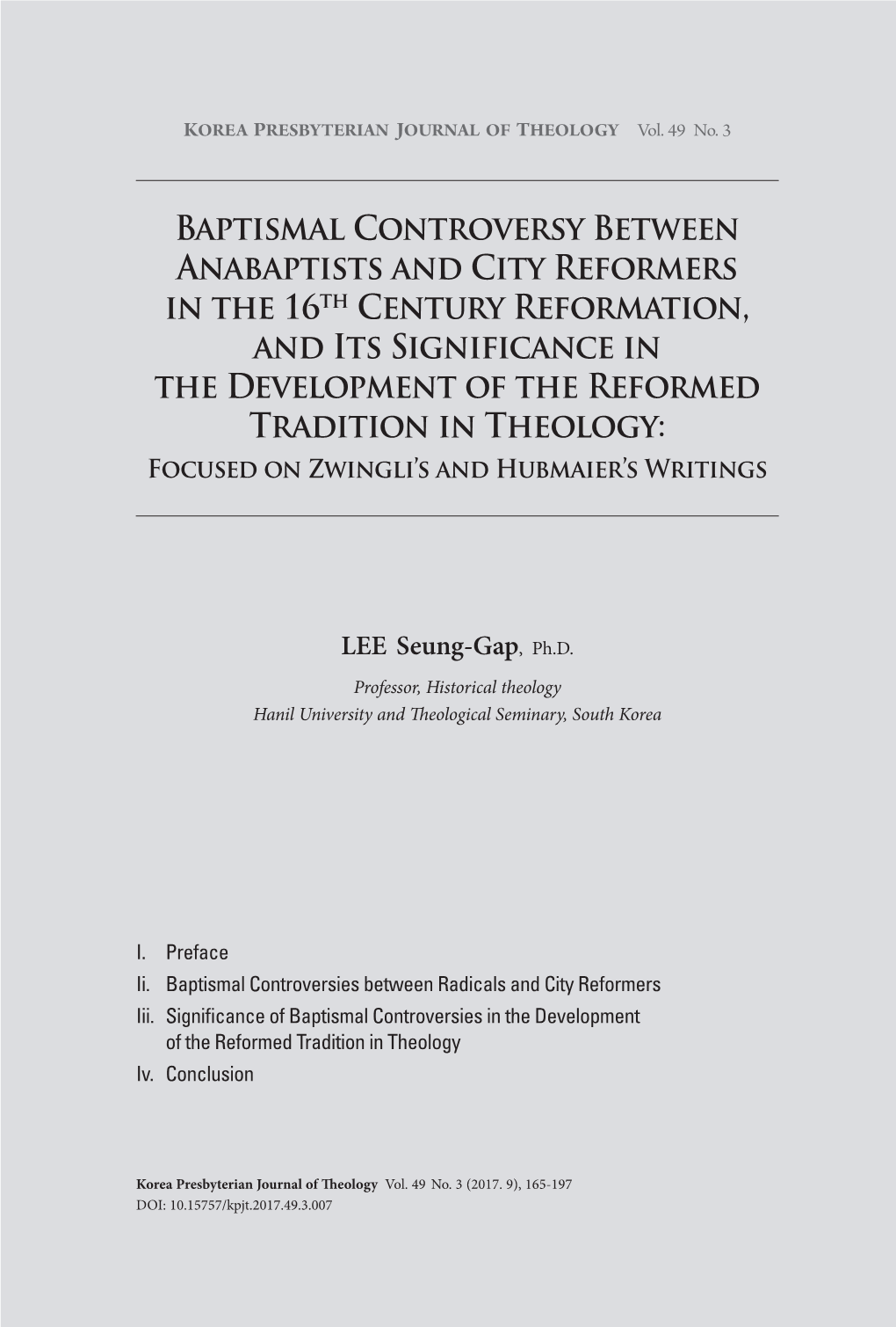 Baptismal Controversy Between Anabaptists and City Reformers In