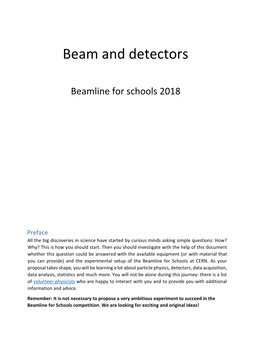 Beam and Detectors