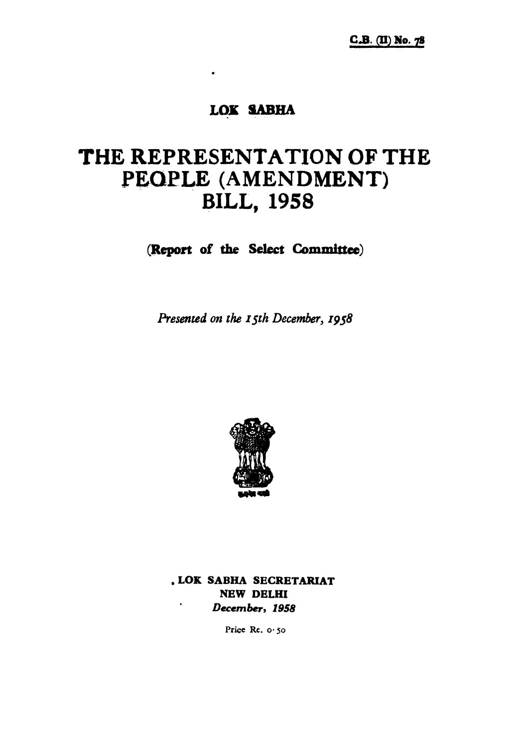 The Representation of the People (Amendment) Bill, 1958