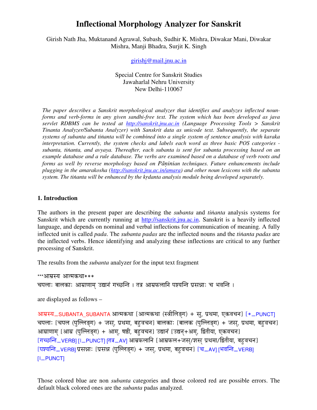 Inflectional Morphology Analyzer for Sanskrit