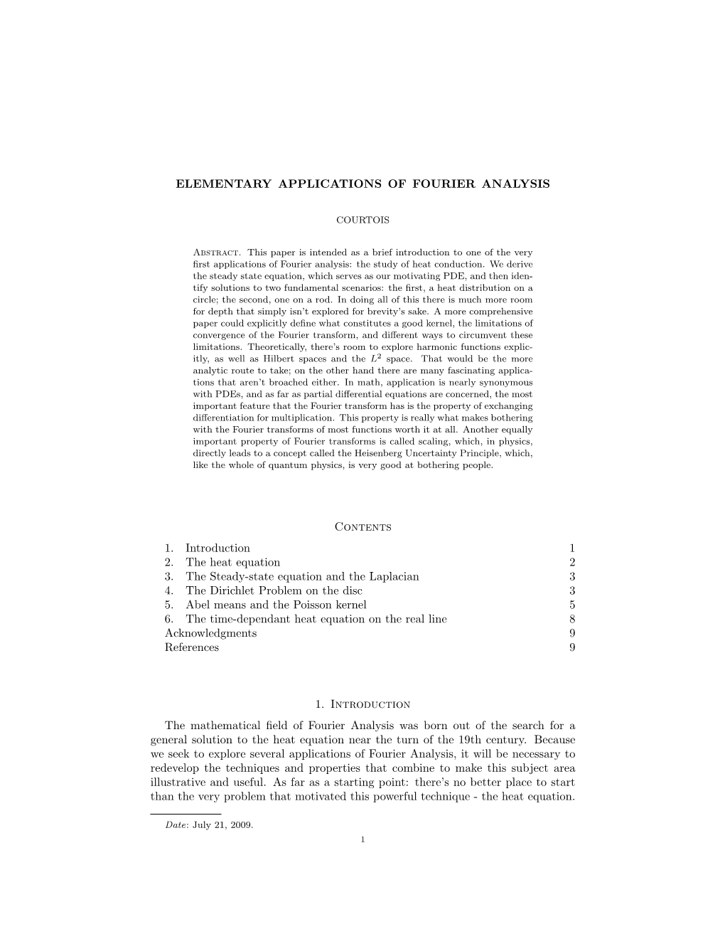 Elementary Applications of Fourier Analysis