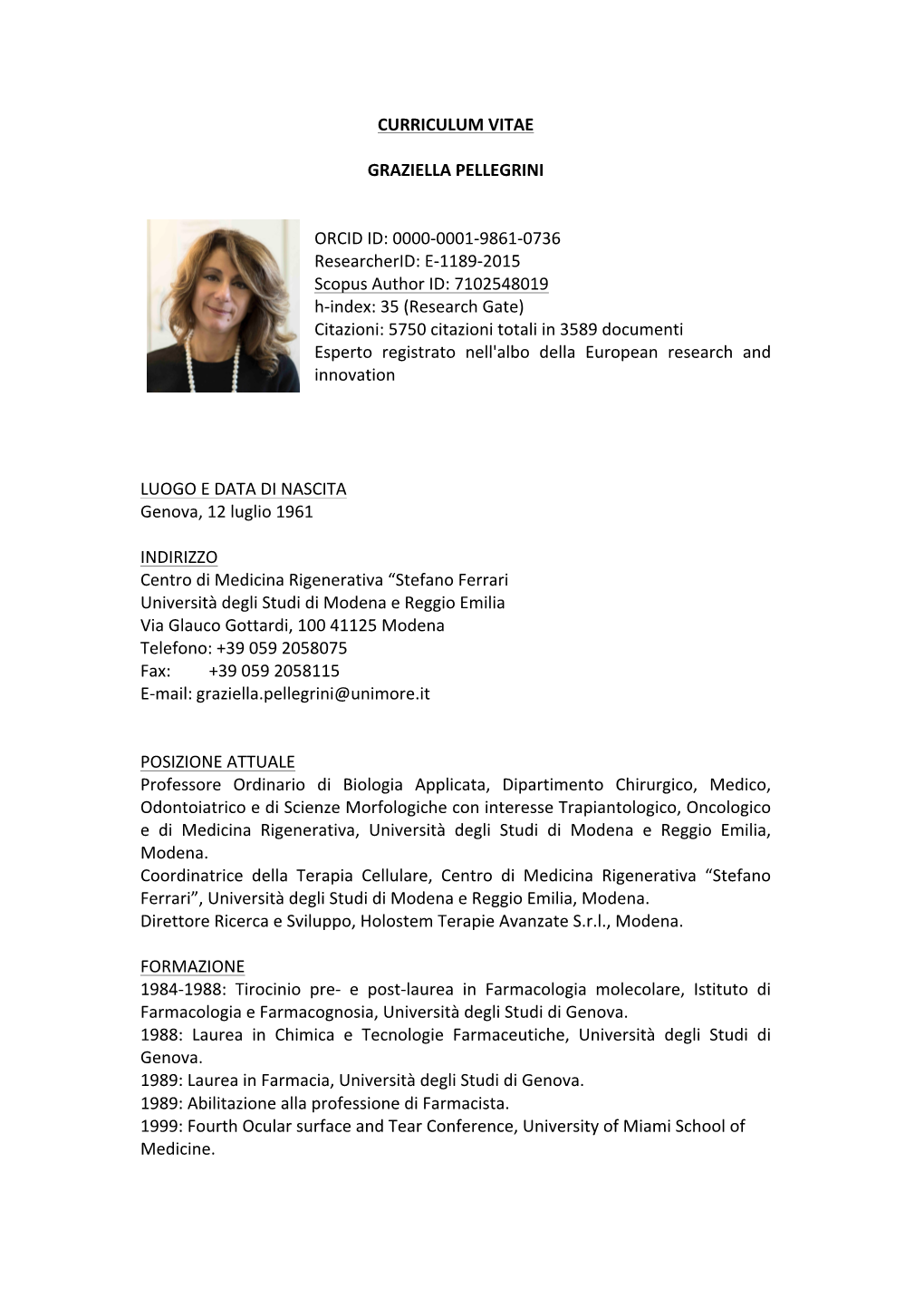 Curriculum Vitae Graziella