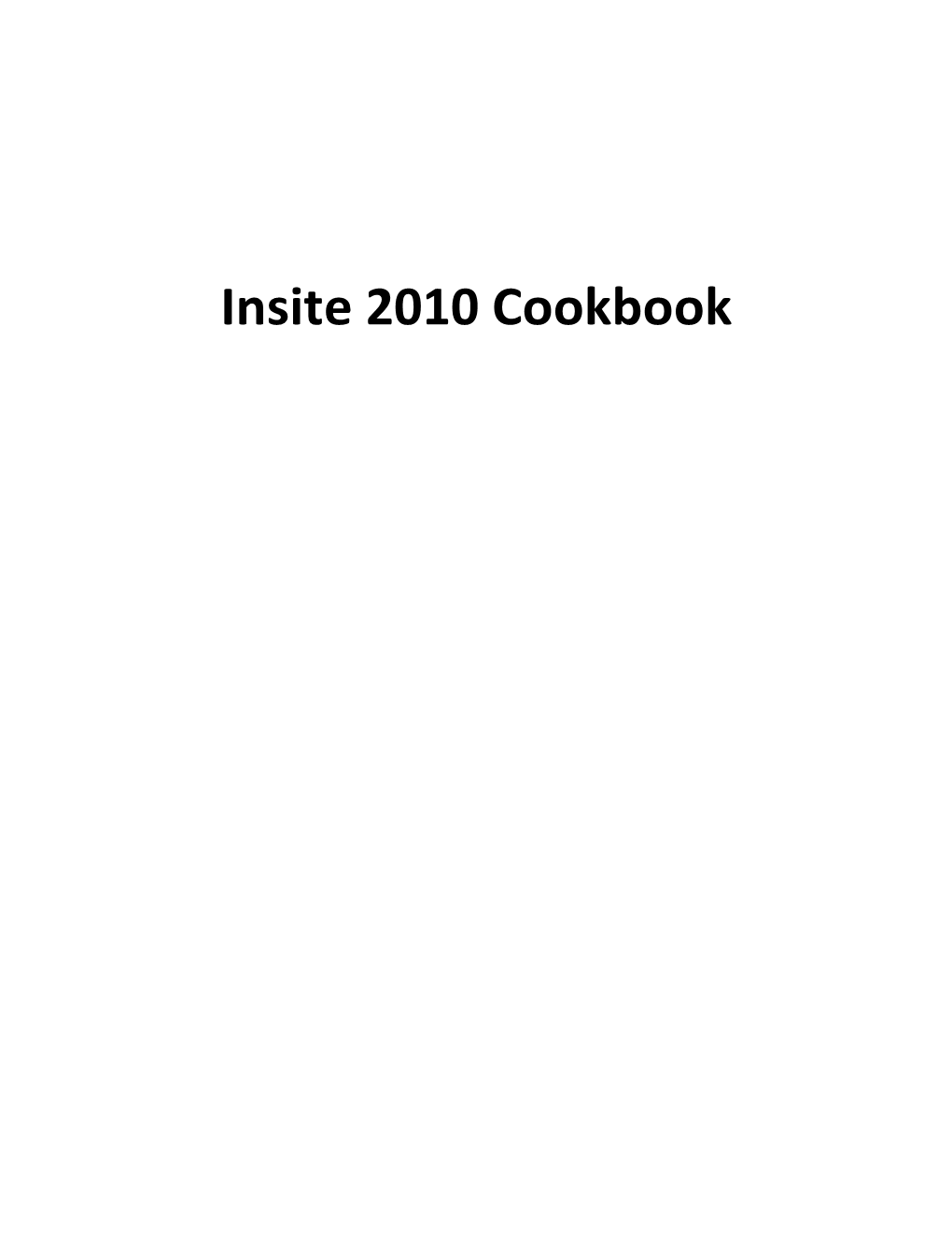 Insite 2010 Cookbook