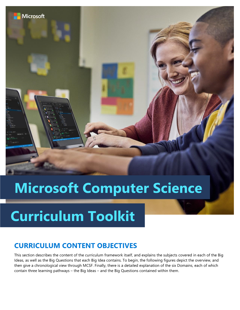 Microsoft Computer Science Curriculum Toolkit // Curriculum Framework Objectives