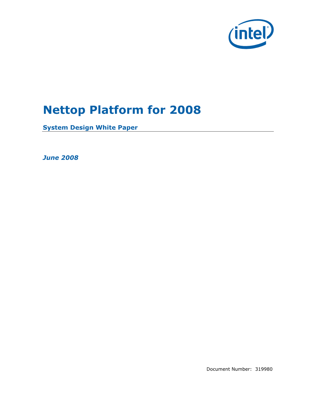 Nettop Platform for 2008 System Design White Paper