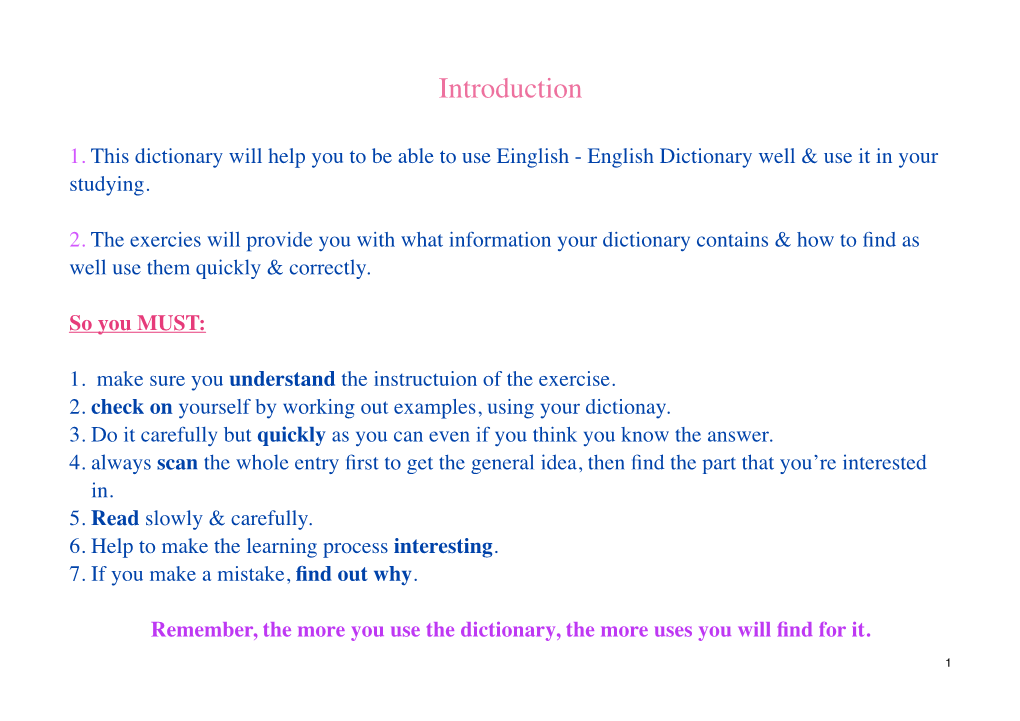 Symbols Used in the Dictionary