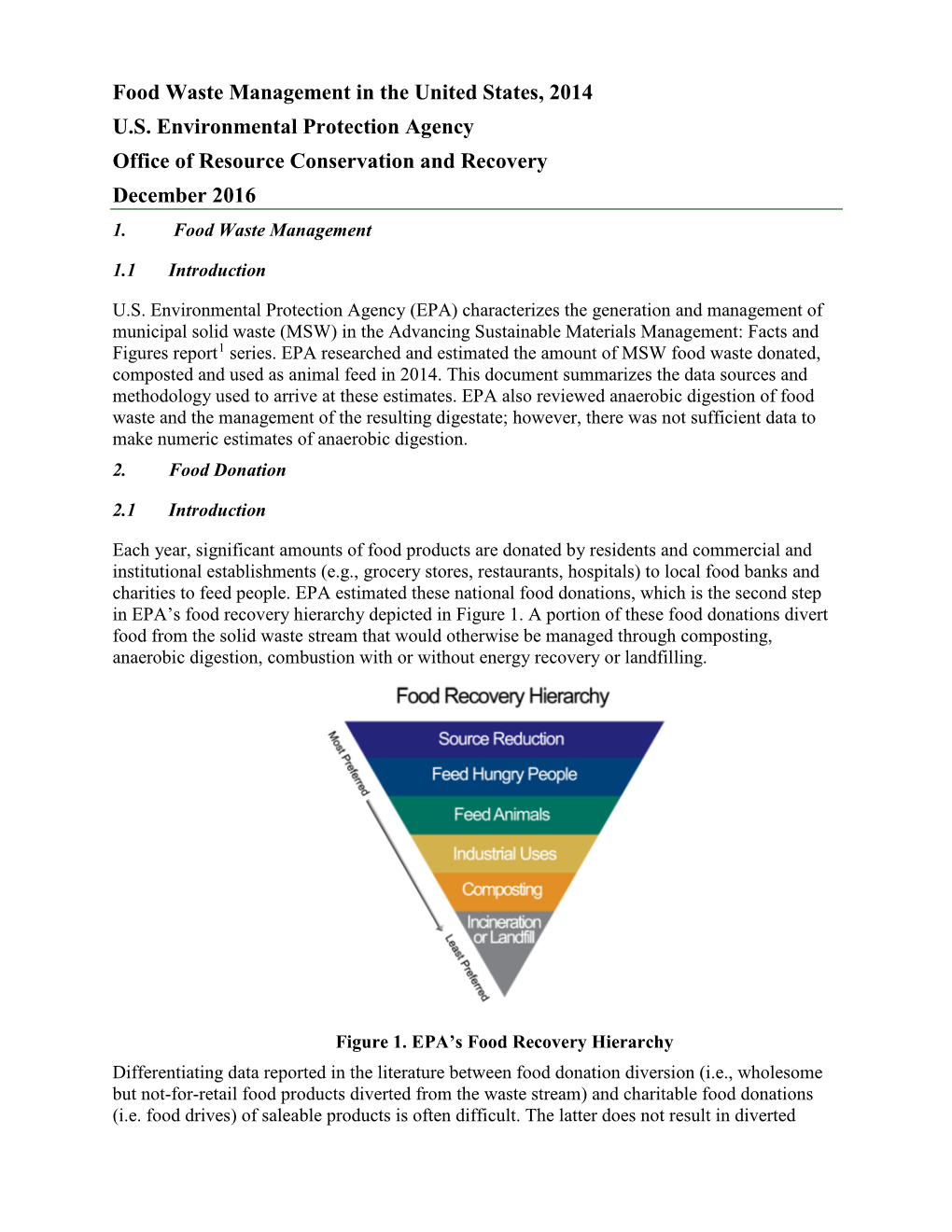 Food Waste Management in the United States, 2014, December 2016
